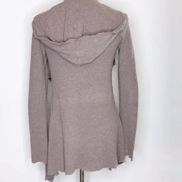 Anthro Saturday Sunday taupe waterfall hooded Cotton Knit cardigan Extra small - Picture 2 of 11